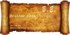 Bretter Erik névjegykártya